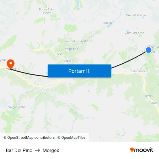 Bar Del Pino to Morgex map