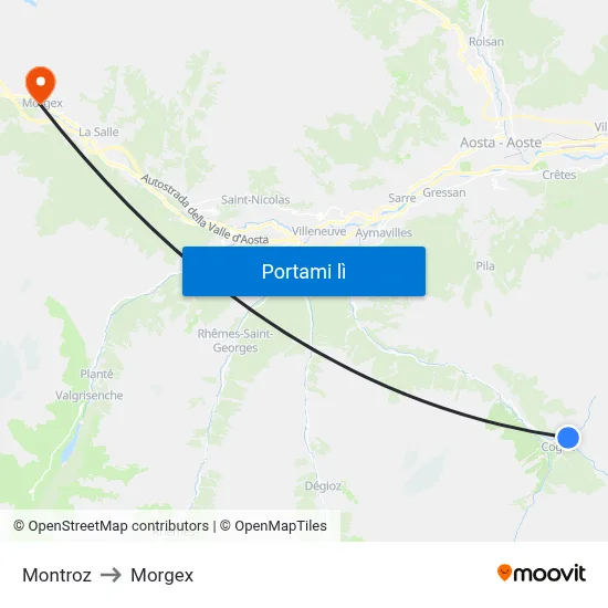 Montroz to Morgex map