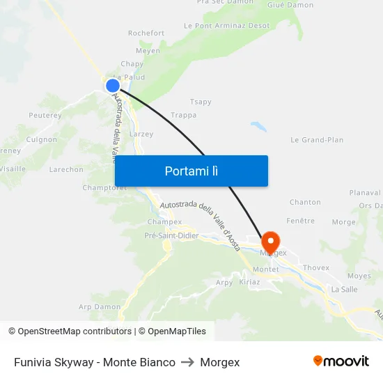 Funivia Skyway - Monte Bianco to Morgex map