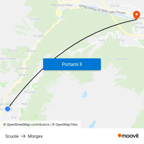 Scuole to Morgex map