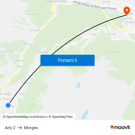 Arly 2 to Morgex map