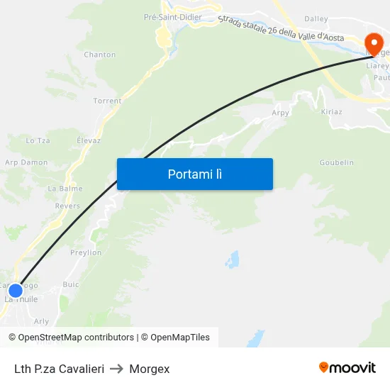 Lth P.za Cavalieri to Morgex map