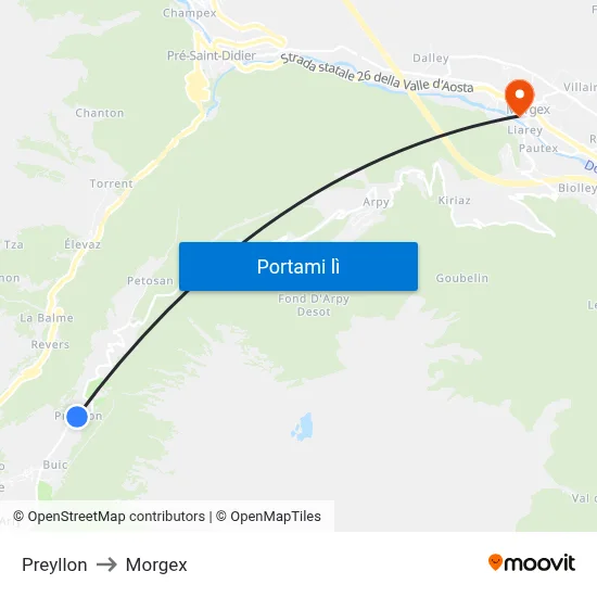 Preyllon to Morgex map