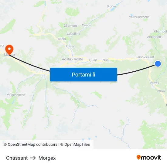 Chassant to Morgex map
