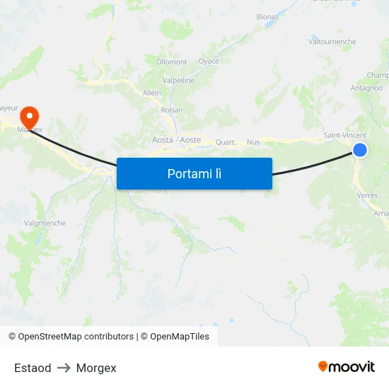 Estaod to Morgex map