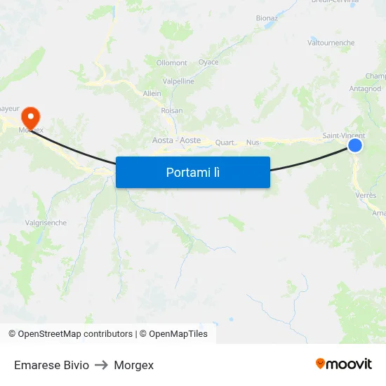 Emarese Bivio to Morgex map