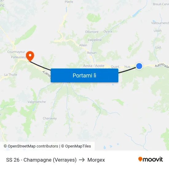 SS 26 - Champagne (Verrayes) to Morgex map