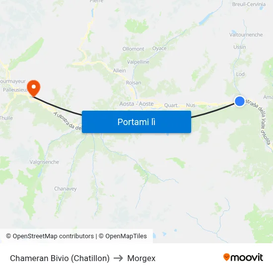 Chameran Bivio (Chatillon) to Morgex map