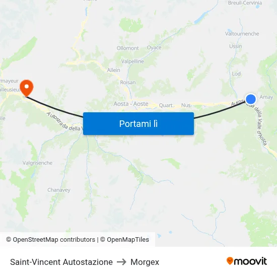 Saint-Vincent Autostazione to Morgex map