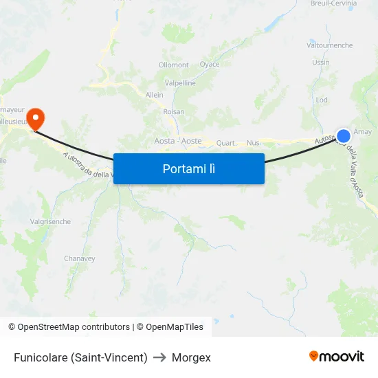 Funicolare (Saint-Vincent) to Morgex map