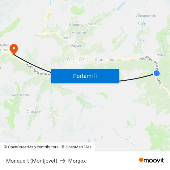 Monquert (Montjovet) to Morgex map