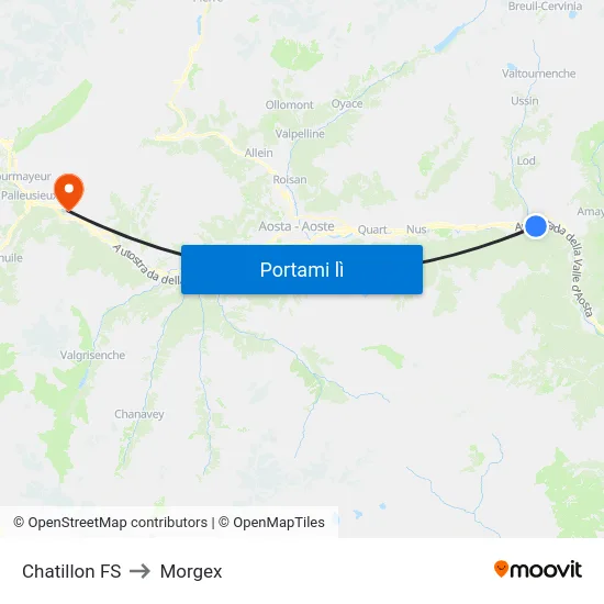 Chatillon FS to Morgex map