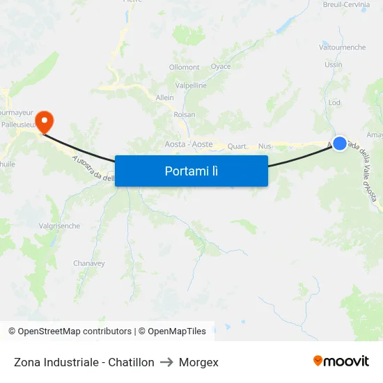 Zona Industriale - Chatillon to Morgex map