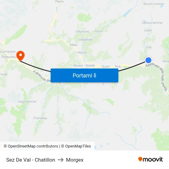 Sez De Val - Chatillon to Morgex map