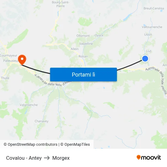 Covalou - Antey to Morgex map