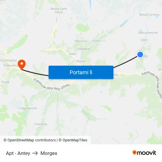Apt - Antey to Morgex map