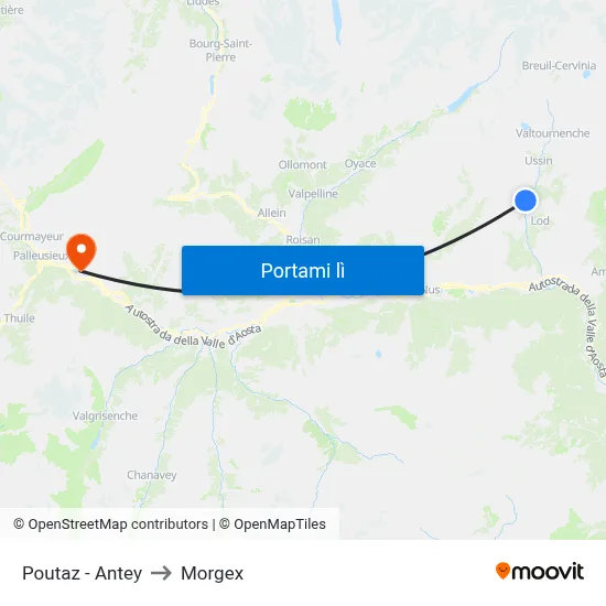 Poutaz - Antey to Morgex map
