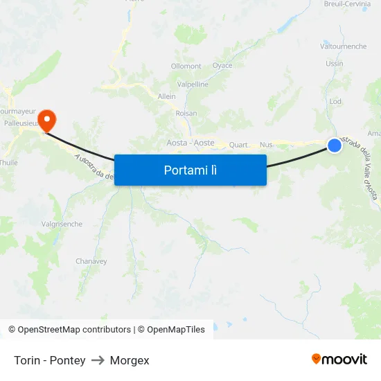 Torin - Pontey to Morgex map