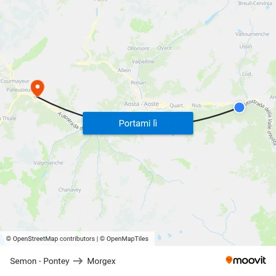 Semon - Pontey to Morgex map