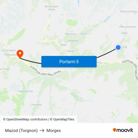 Mazod (Torgnon) to Morgex map