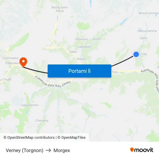 Verney (Torgnon) to Morgex map