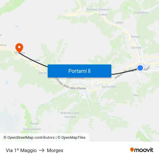 Via 1º Maggio to Morgex map