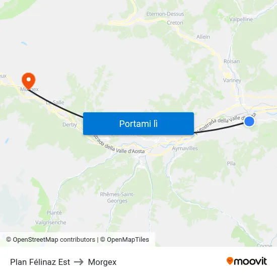 Plan Félinaz Est to Morgex map