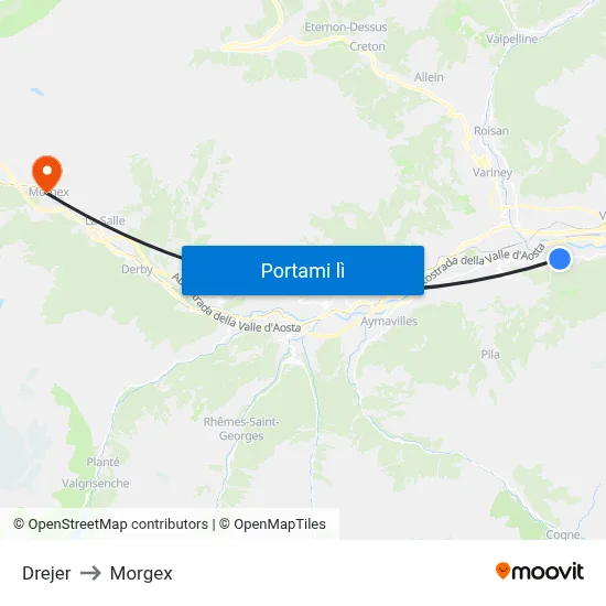 Drejer to Morgex map