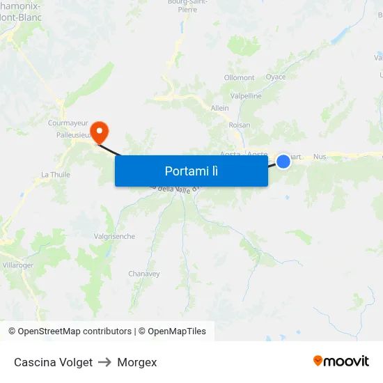 Cascina Volget to Morgex map