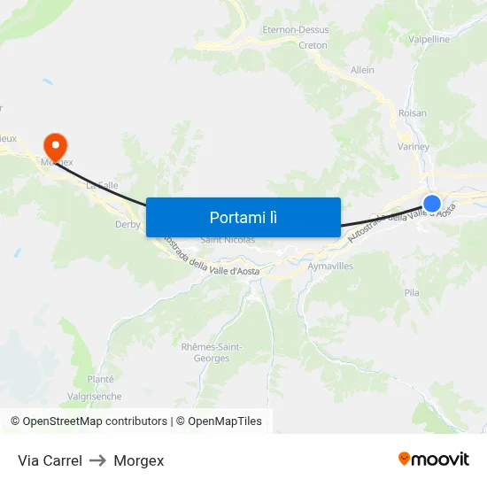 Via Carrel to Morgex map