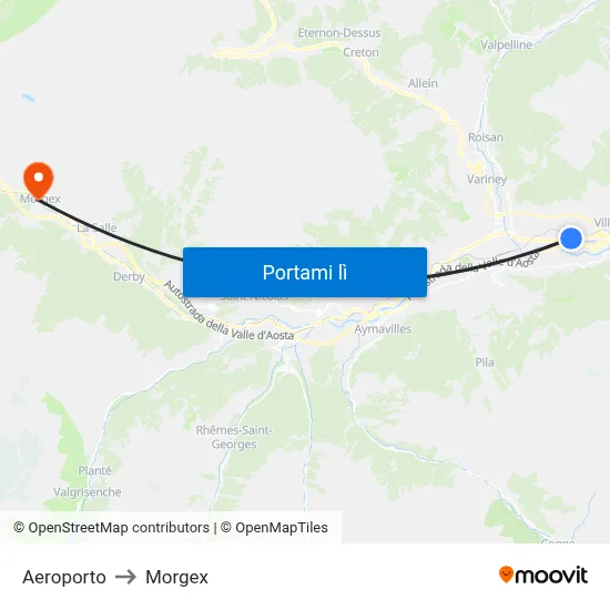 Aeroporto to Morgex map