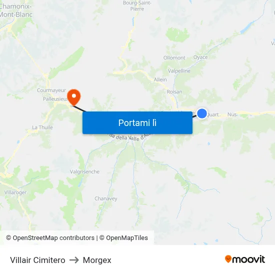 Villair Cimitero to Morgex map