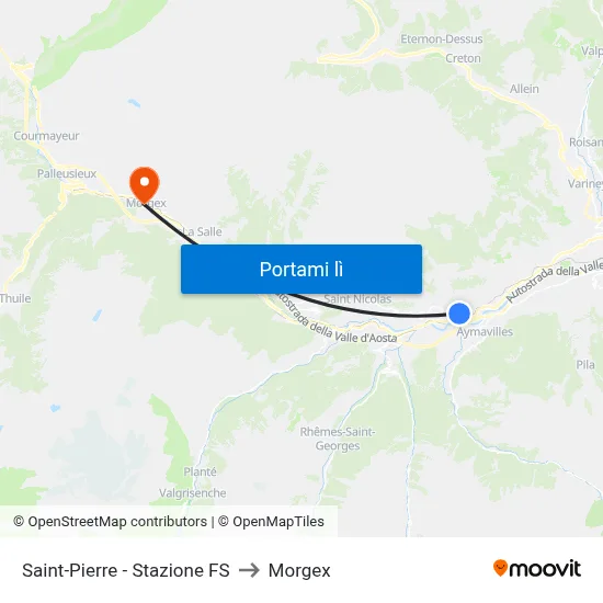 Saint-Pierre - Stazione FS to Morgex map