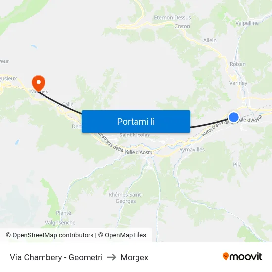Via Chambery - Geometri to Morgex map