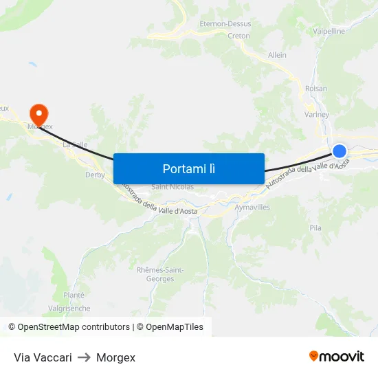 Via Vaccari to Morgex map