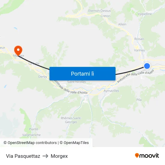 Via Pasquettaz to Morgex map