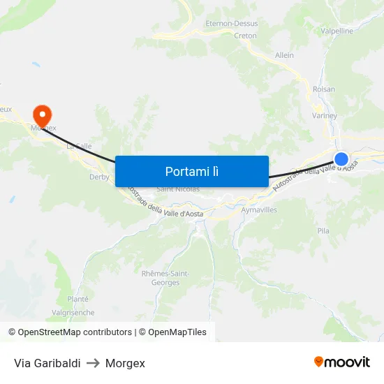 Via Garibaldi to Morgex map