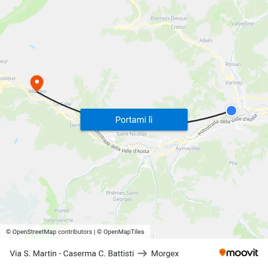 Via S. Martin - Caserma C. Battisti to Morgex map