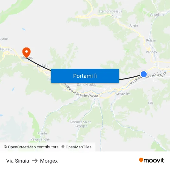 Via Sinaia to Morgex map