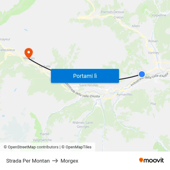 Strada Per Montan to Morgex map