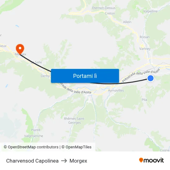 Charvensod Capolinea to Morgex map