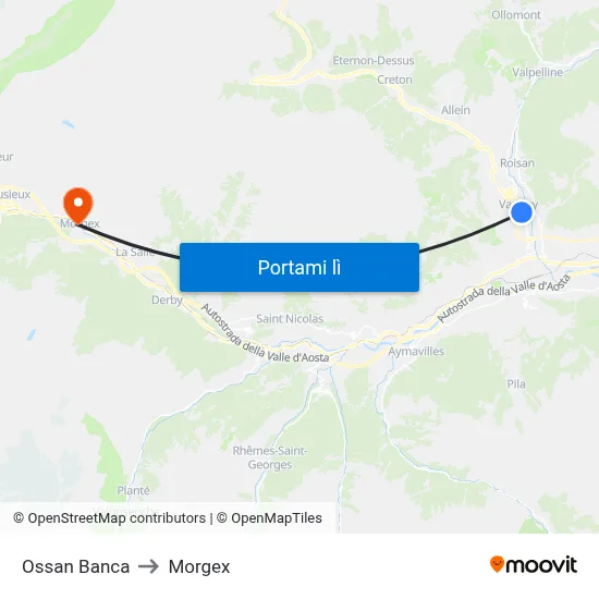 Ossan Banca to Morgex map