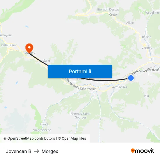 Jovencan B to Morgex map