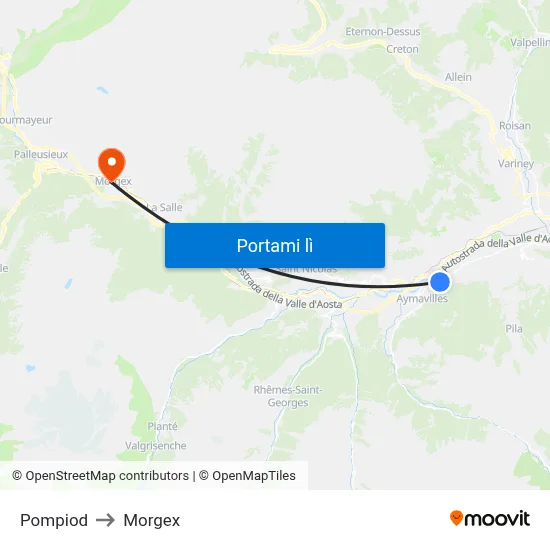 Pompiod to Morgex map