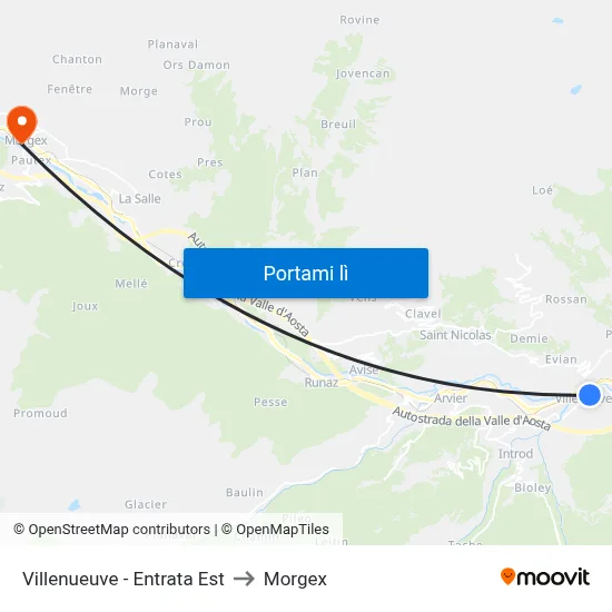 Villenueuve - Entrata Est to Morgex map