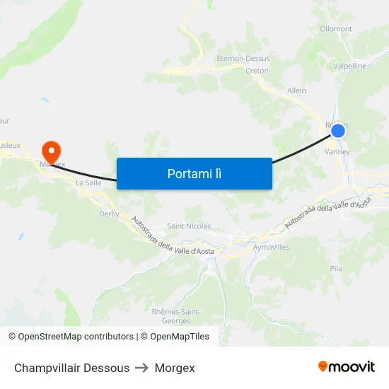 Champvillair Dessous to Morgex map