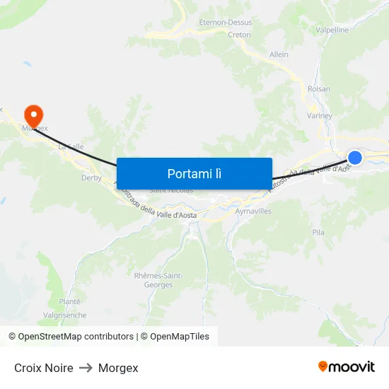 Croix Noire to Morgex map