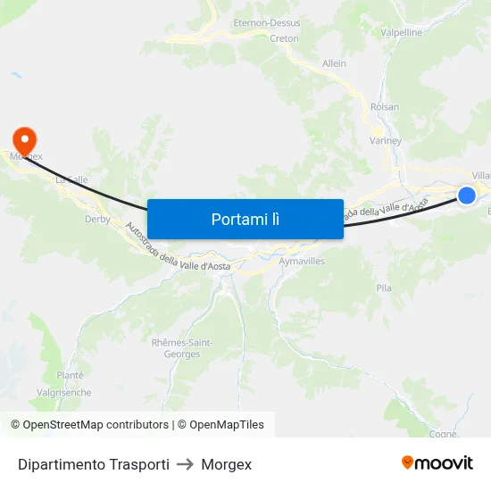 Dipartimento Trasporti to Morgex map
