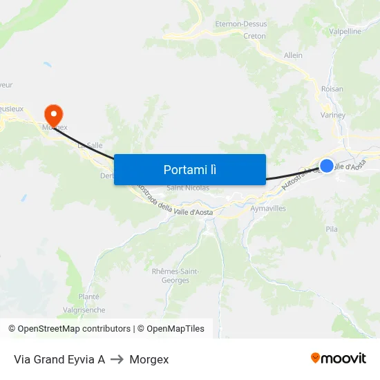 Via Grand Eyvia A to Morgex map