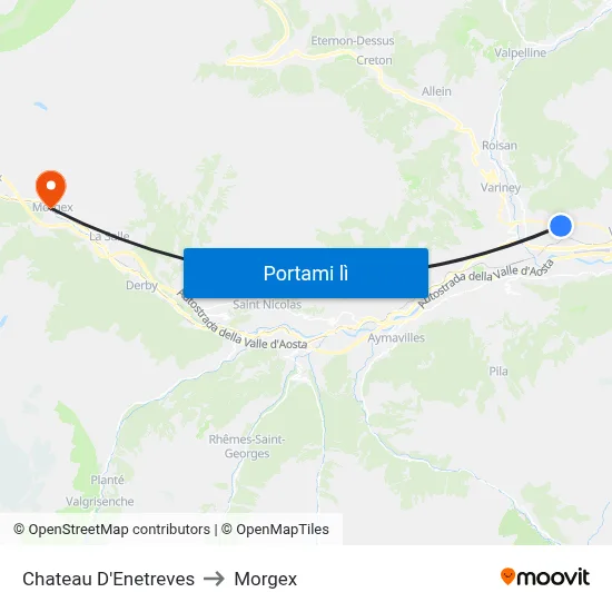 Chateau D'Enetreves to Morgex map